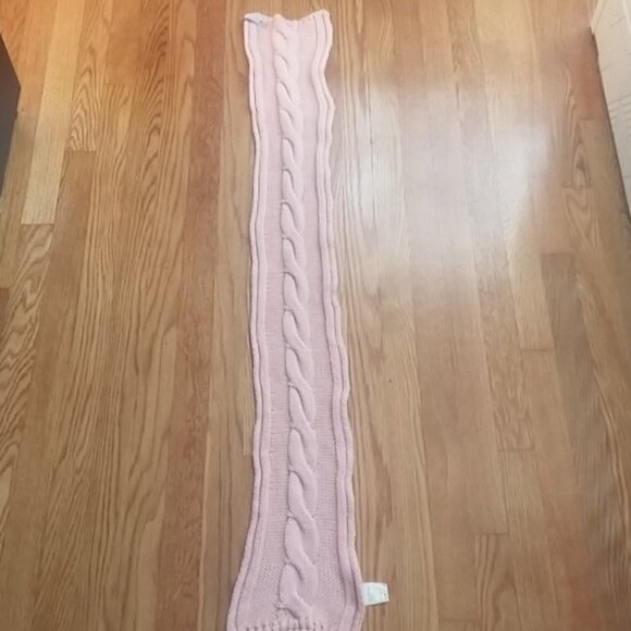 DIESEL Baby Pink Cable Knit Winter Scarf Acrylic Mohair Designer Luxury - Picture 4 of 4